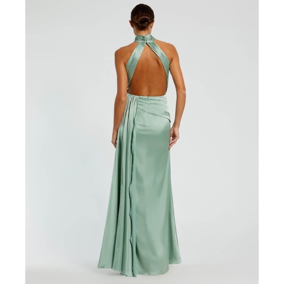 Mac Duggal Mint Green Halter Maxi Dress - Picture 3 of 8